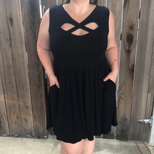 Torrid Plus Size Black Skater Dress with Pockets
